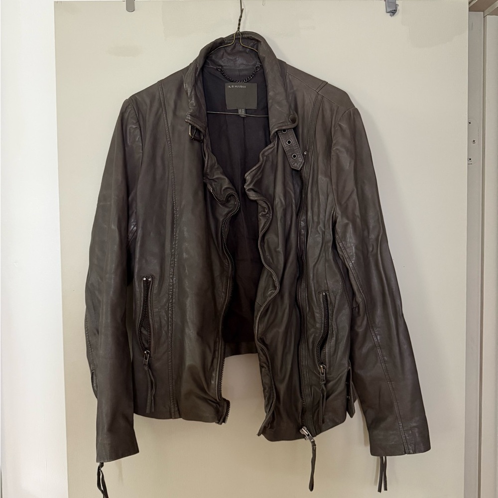 Muubaa Gray Lightweight Leather Jacket
